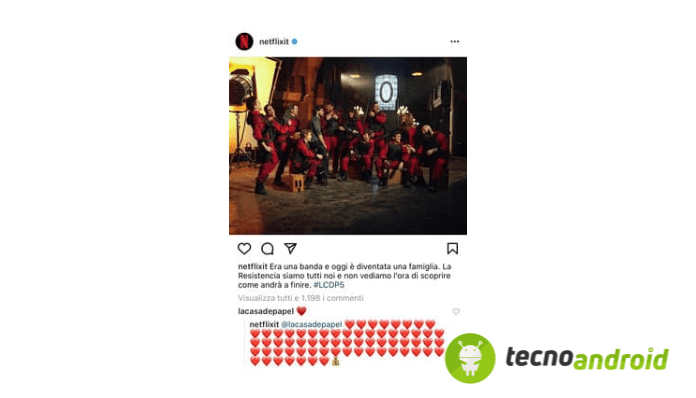 casa di carta 5 netflix ufficializza la fine delle riprese Instagram post